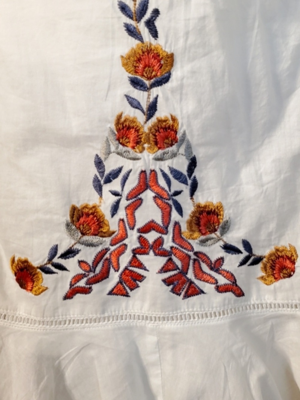 Free People Pavlo Cotton Embroidered Cottage Peasant Babydoll Cotton Dress L - Picture 5 of 11
